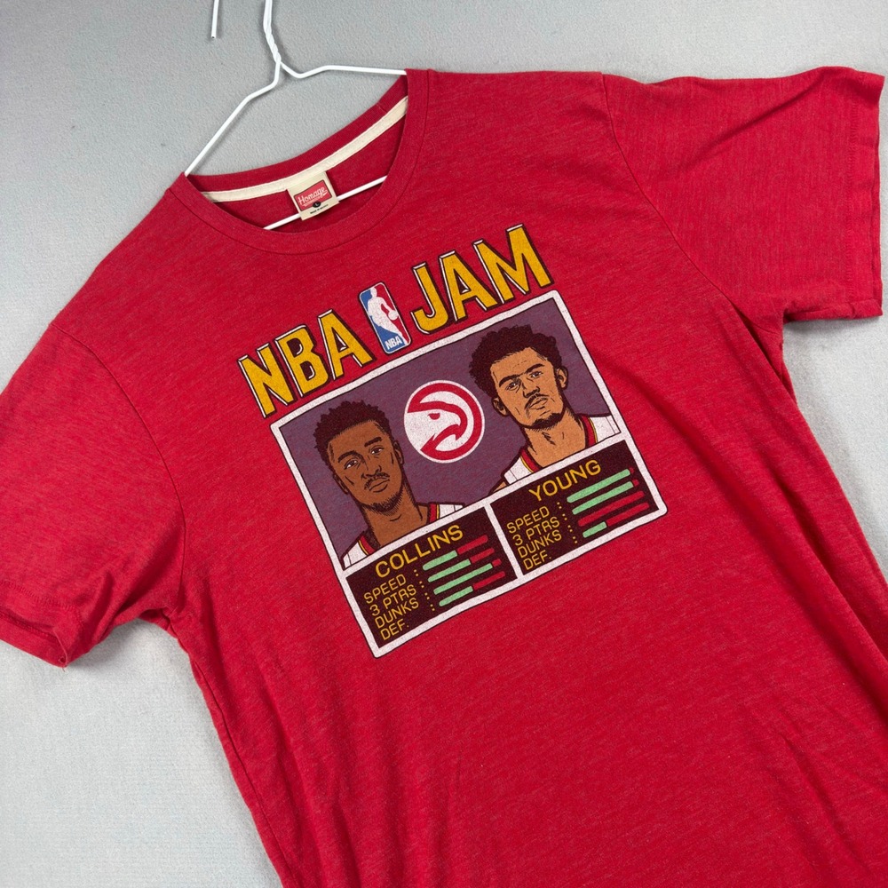Homage NBA Jam Atlanta Hawks John Collins Trae Young Red Tee Shirt HM-01-0048 L